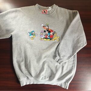 Vintage Disney Crewneck Mickey Goofy Embroidered Gray Size Medium